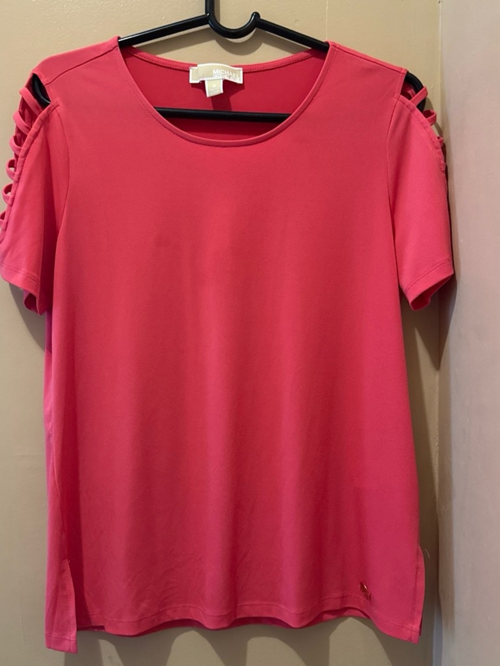 MICHAEL Michael Kors Pink Short Sleeve Top with Ladder Shoulder Detail